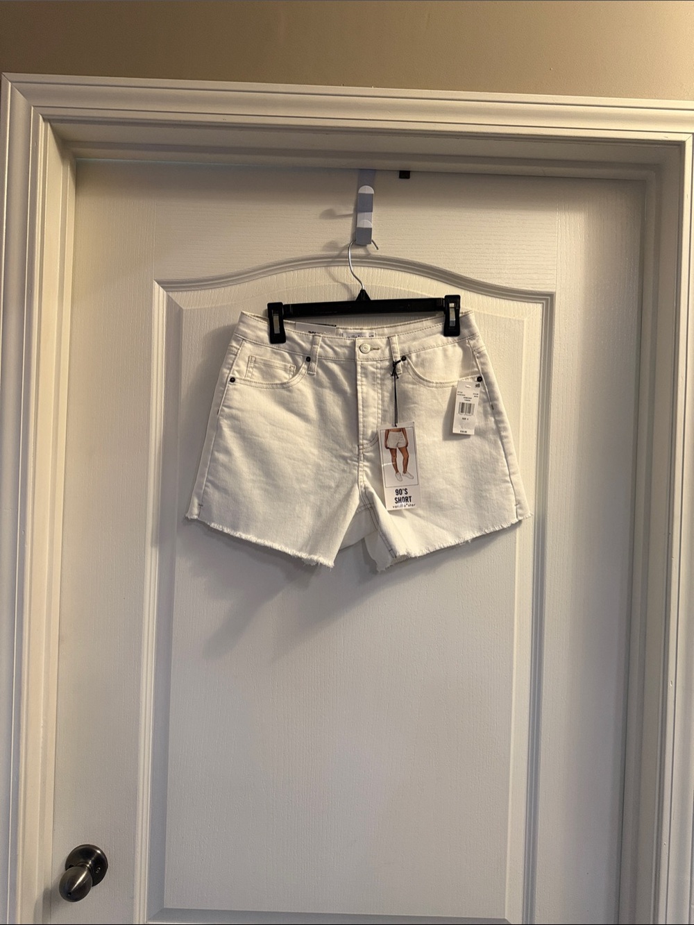 Vanilla Star White Raw Hem Denim Shorts
